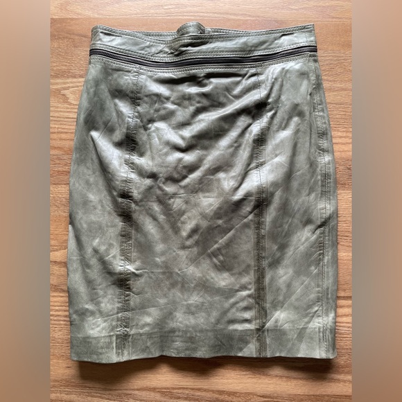 GESTUZ khaki green leather skirt. Only worn once! - Picture 1 of 9